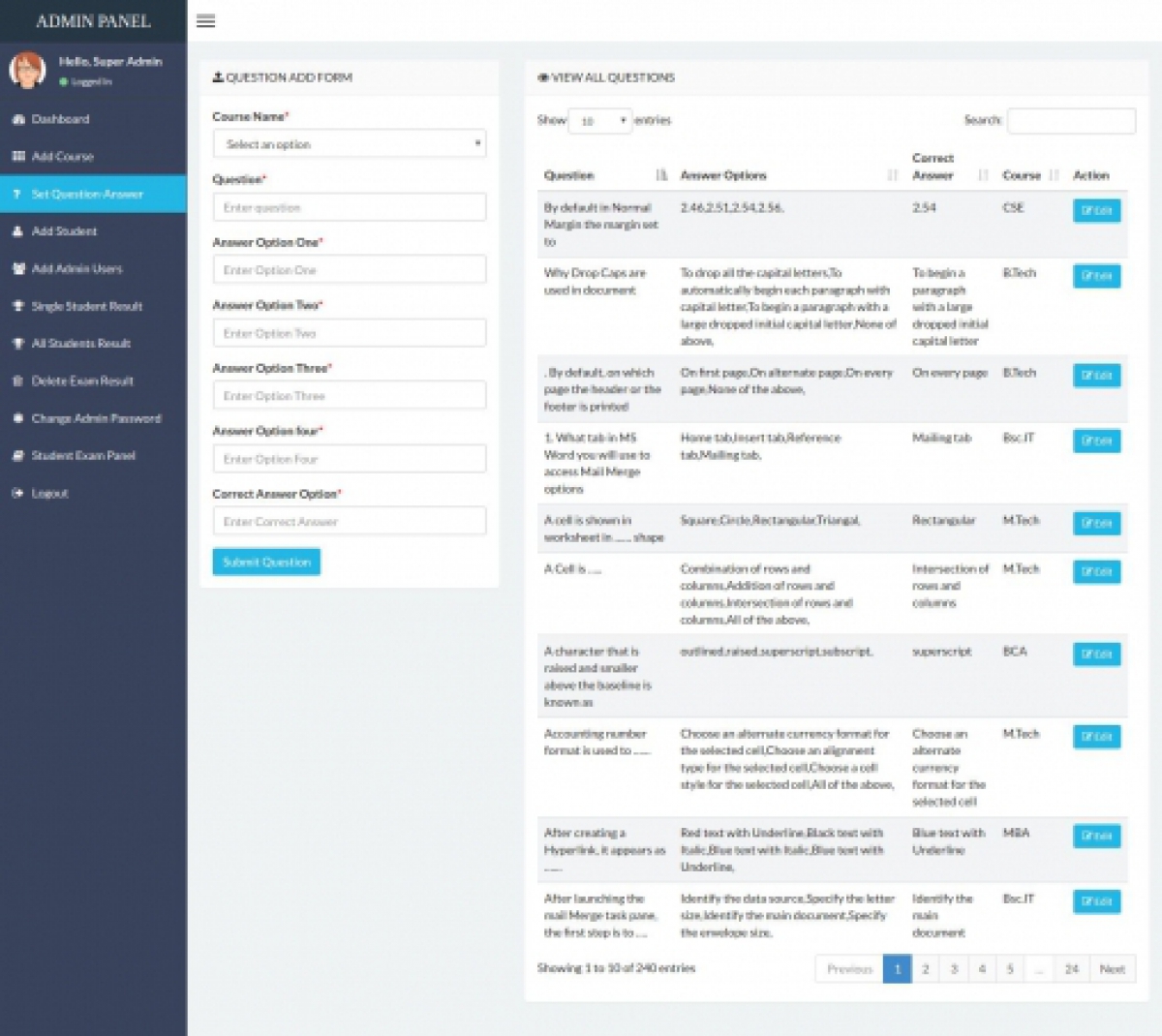 PHP Exam System Script