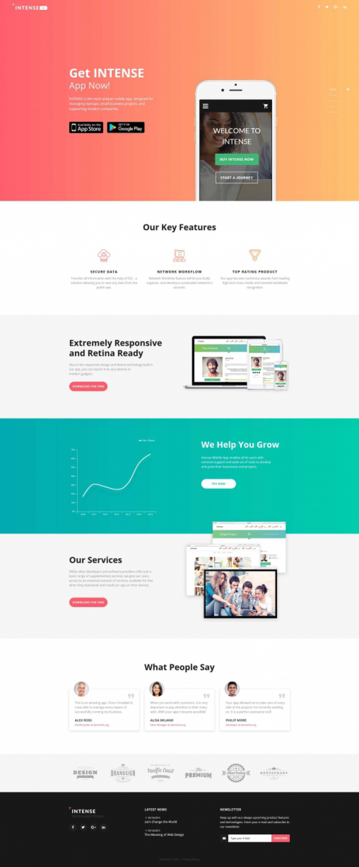 Intense App Landing Page